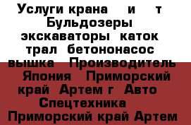 Услуги крана 25 и 10 т. Бульдозеры, экскаваторы, каток, трал, бетононасос, вышка › Производитель ­ Япония - Приморский край, Артем г. Авто » Спецтехника   . Приморский край,Артем г.